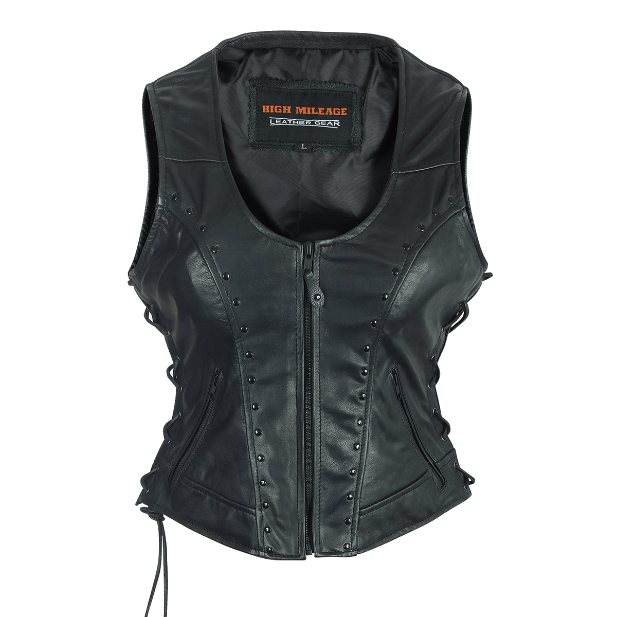HML1043 High Mileage Ladies Lace Side Vest Adorned with Studs