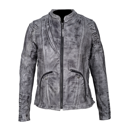 HML638WB Ladies Lightweight Acid Wash Goat Skin Leather Jacket