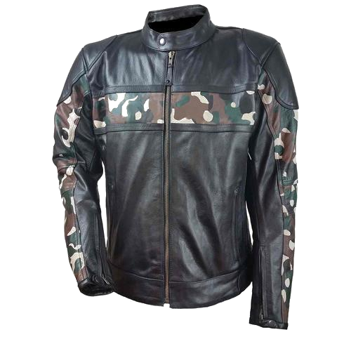 HMM540 Men's Leather Scooter Jacket with Camouflage