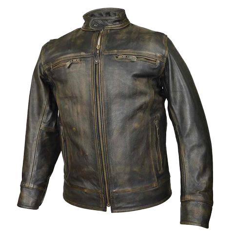 HMM546DB Distressed Brown Leather Scooter Jacket