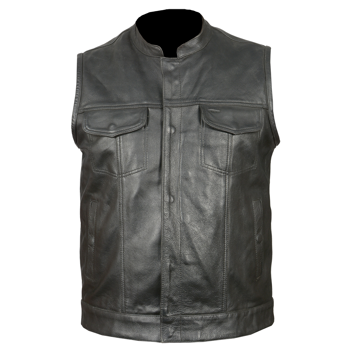 VL914 Vance Leather Zipper and Snap Closure Leather Motorcycle Club Vest