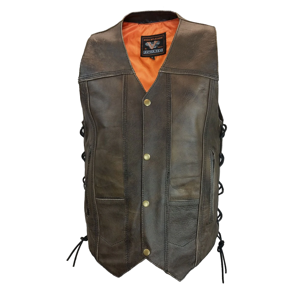 HMM915DB Men's Distressed Brown 10 Pocket Vest