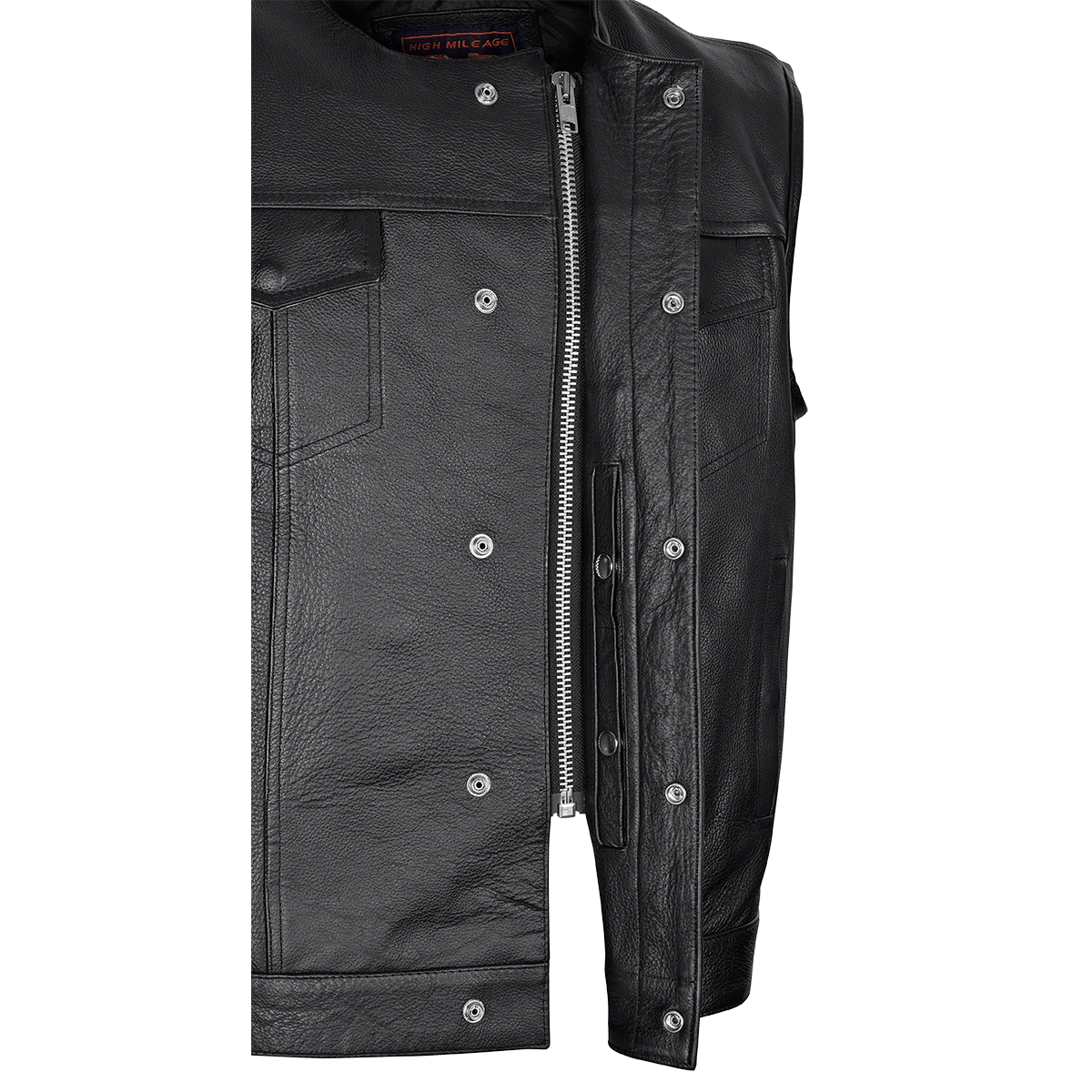 VL919BP Men's Leather Club Vest / Quick Access Gun Pocket w/Paisley Liner