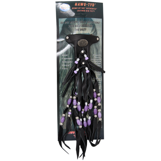 HTPurple "Hawg Tyd" The Authentic Leather Hair TYS - Purple Beads