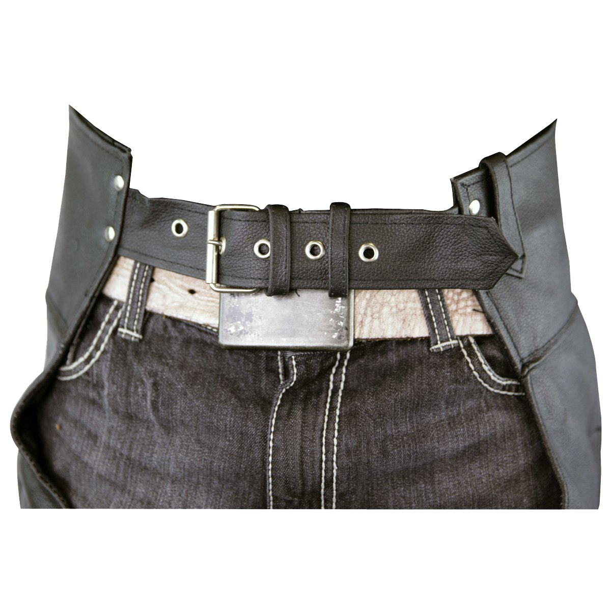 VL805S Zip-Out Insulated and Lined Plain Biker Leather Chaps