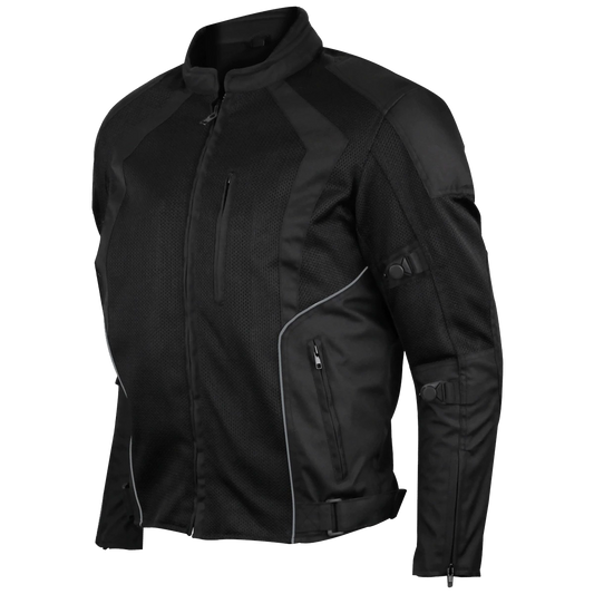 Mens Black Mesh Motorcycle Jacket with CE Armor