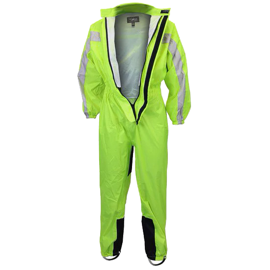 RS5004 One Piece High Visibility Yellow Motorcycle Rain Gear