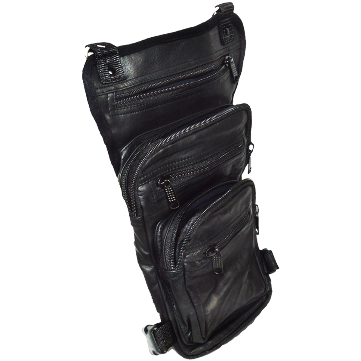 VA562 Black Carry Leather Thigh Bag with Waist Belt and concealed Gun Pocket