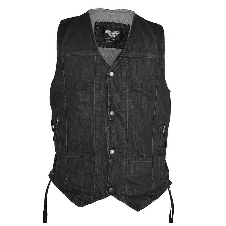 VB915 Denim Ten Pocket Vest in Black or Blue