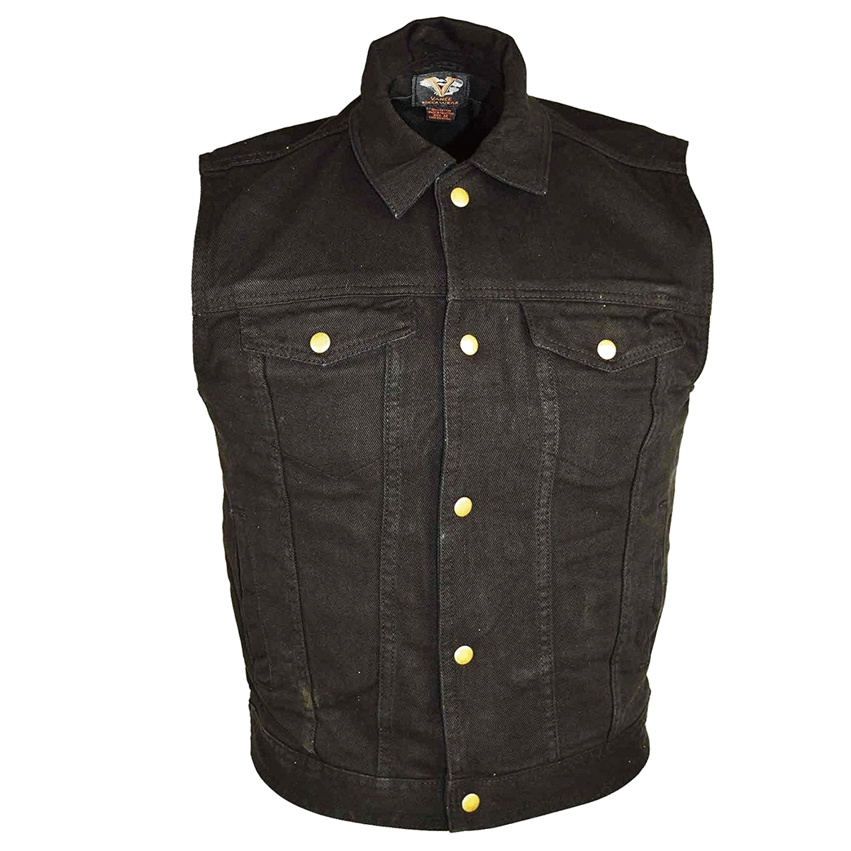 VB917 Men's Black or Blue Denim Vest with Collar