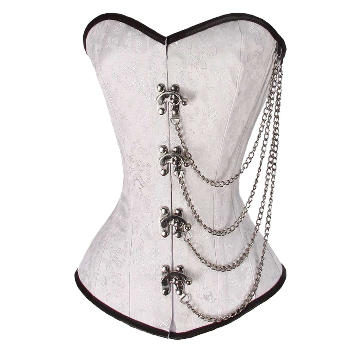 VC1401 Ladies Brocade Corset White with Chains