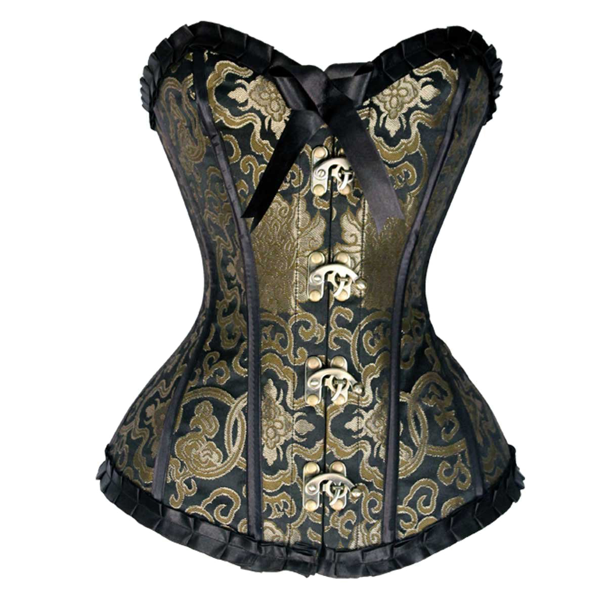 VC1404 Ladies Brocade Corset Black with Purple and Gold