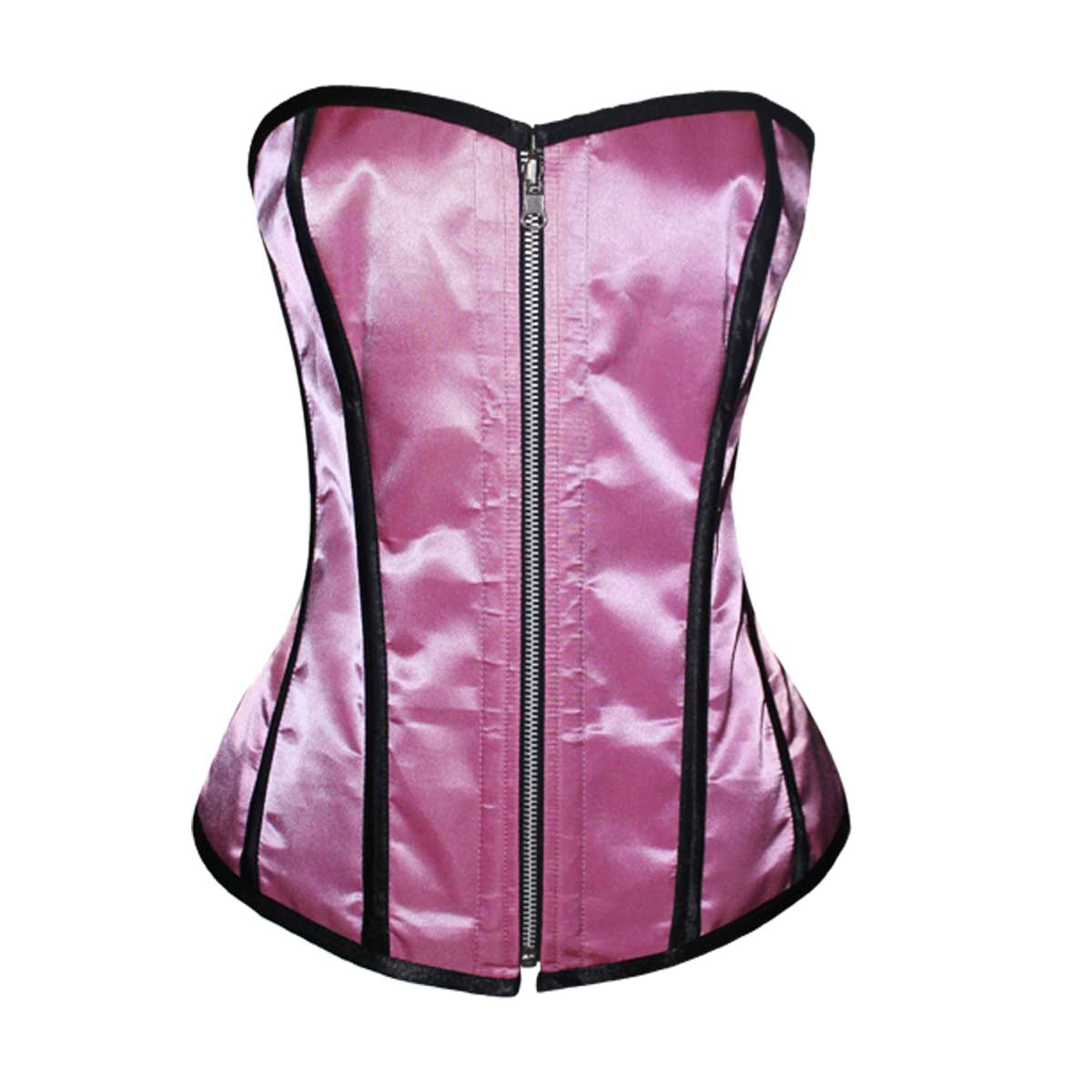 VC1452 Ladies Satin Corset Reversible Black and Pink