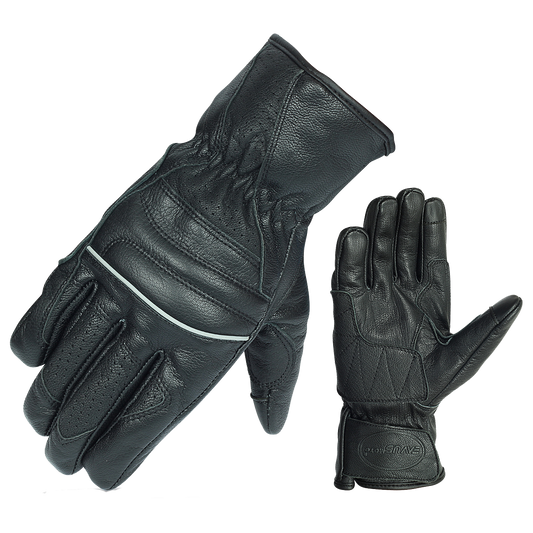 VL476 Premium Leather Driving Glove with Reflective Piping