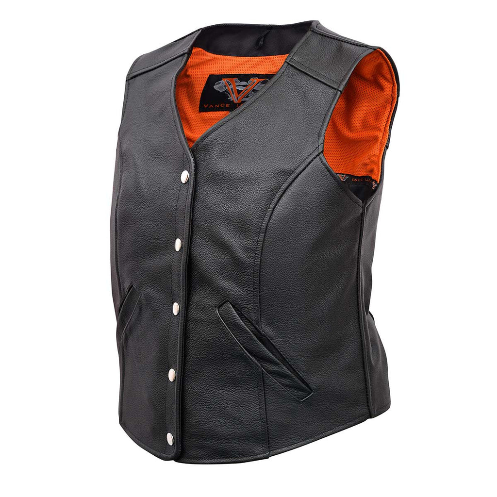 VL1047 Ladies Five Snap Premium Leather Vest from Vance Leather - Daytona Bikers Wear