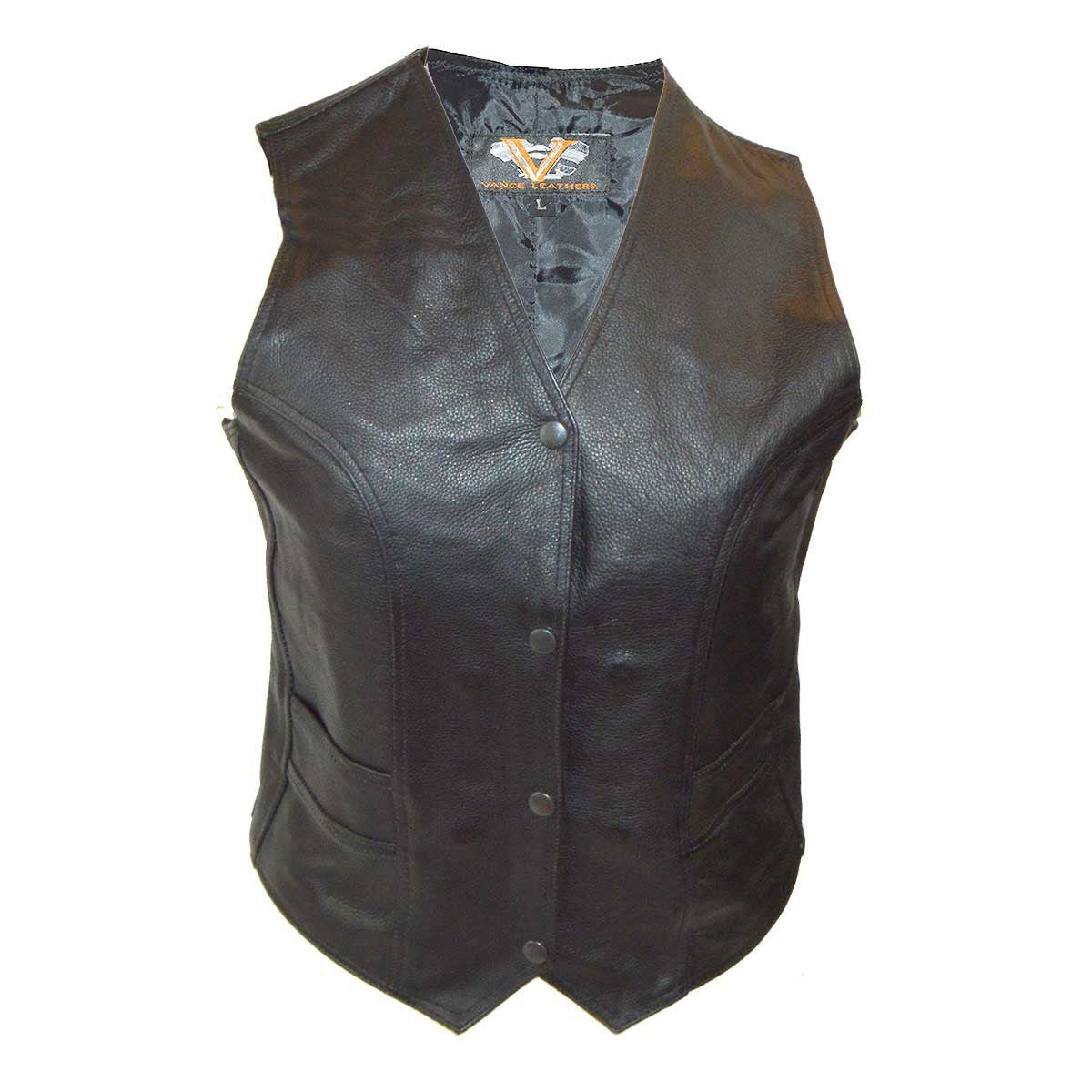 VL1050 Vance Leather Ladies Plain Side Vest with Gun Pockets - Daytona Bikers Wear