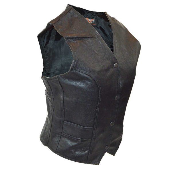 VL1050 Vance Leather Ladies Plain Side Vest with Gun Pockets - Daytona Bikers Wear