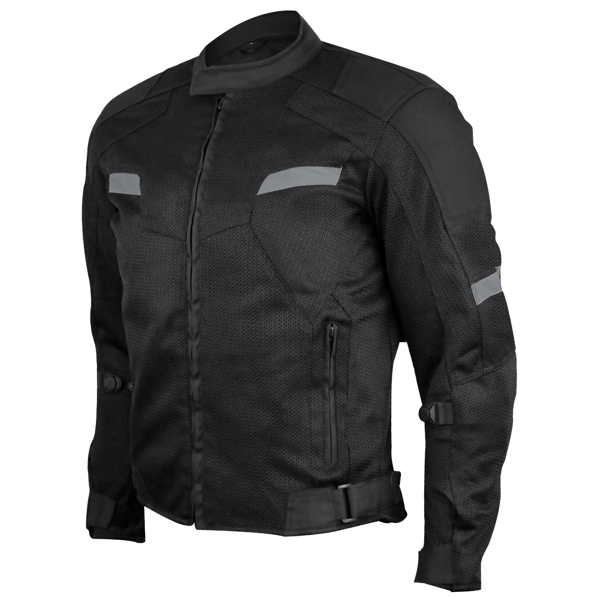 Black Mesh Motorcycle Jacket with Insulated Liner and CE Armor