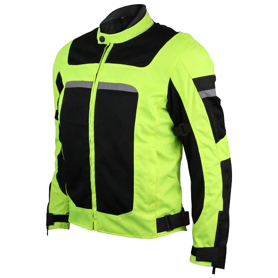 High Visability Mesh/Textile CE Armor Motorcycle Jacket in Neon Green