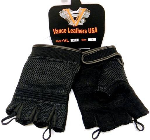 VL451 Mesh Fingerless Gloves with Heavy Duty Gel Suede Palm and Pull Tabs - Daytona Bikers Wear