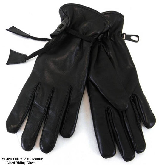 Ladies Soft Leather Lined Riding Gloves