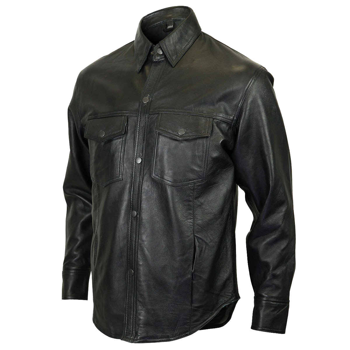 VL504 Vance Leather Men's Leather Shirt with Snap Down Collar