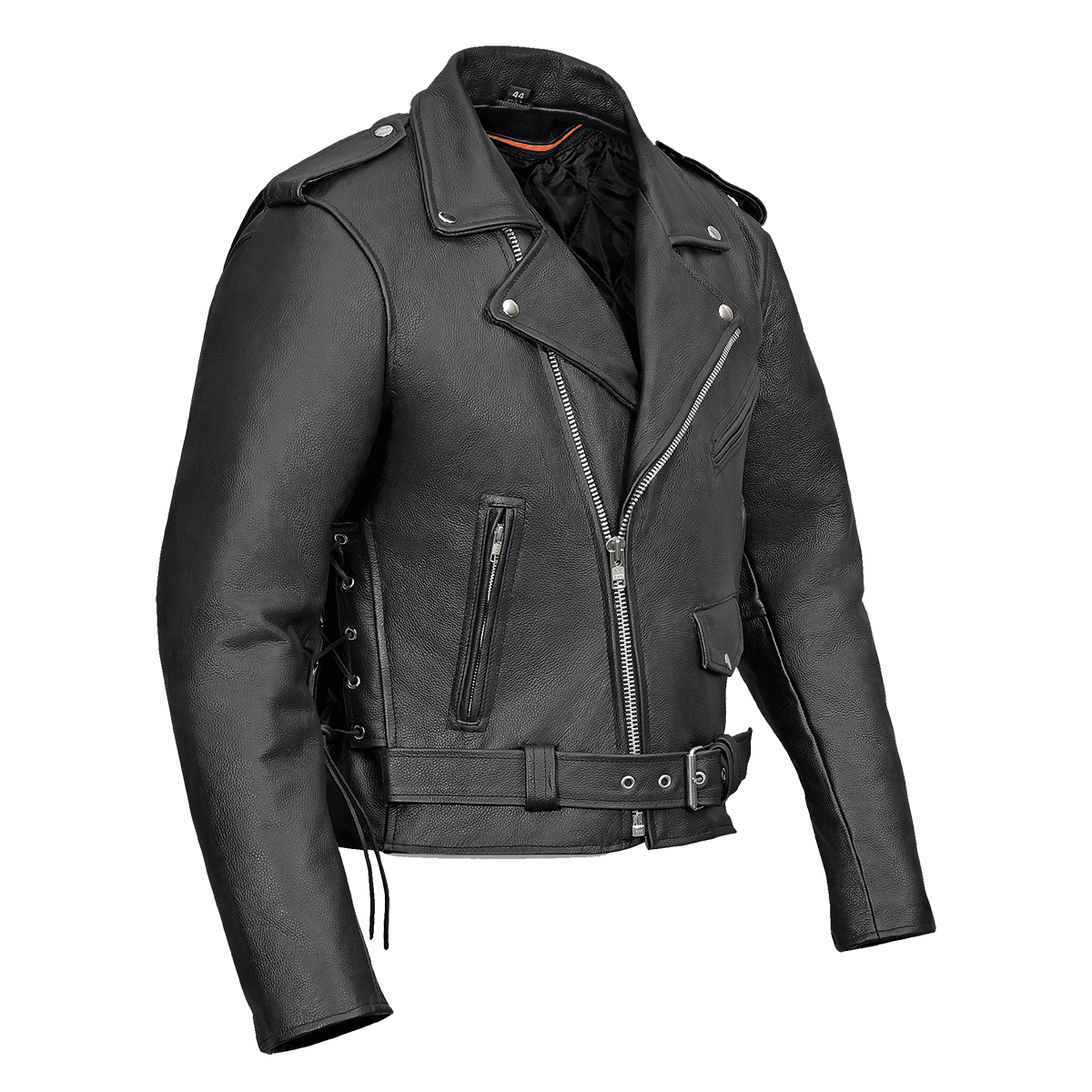 Vance Leather VL515S Men's Basic Classic Motorcycle Jacket W/Lace Sides and Zip Out Liner