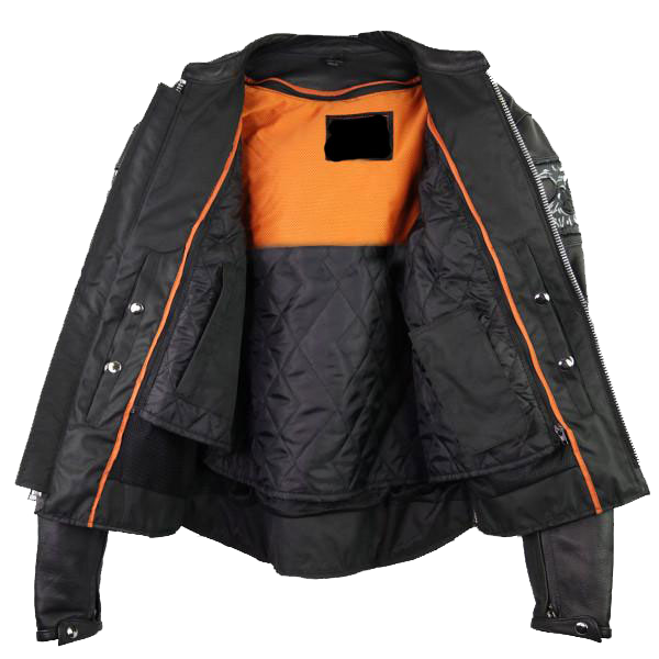 MJ535 Reflective Skull Premium Cowhide Leather Motorcycle Jacket