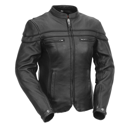 VL631 Vance Leather Ladies Racer Jacket with Zip Out Liner