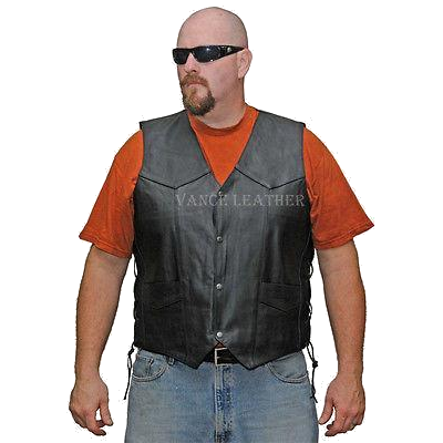 VL902S Vance Leather Men's Basic Leather Lace-Side Vest