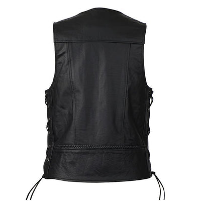 VL908 Vance Leather Buffalo Nickel Leather Motorcycle Vest with Braids ...