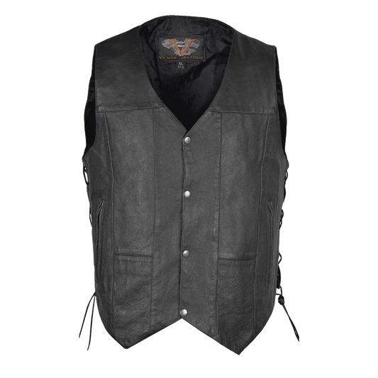 VL915S Vance Leather Men's Ten Pocket Vest of Basic Leather