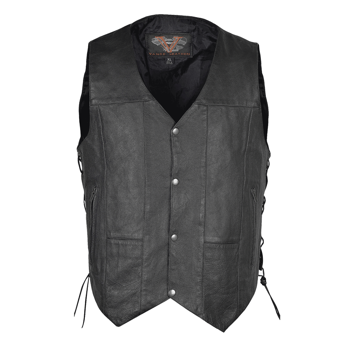 VL915S Vance Leather Men's Ten Pocket Vest of Basic Leather