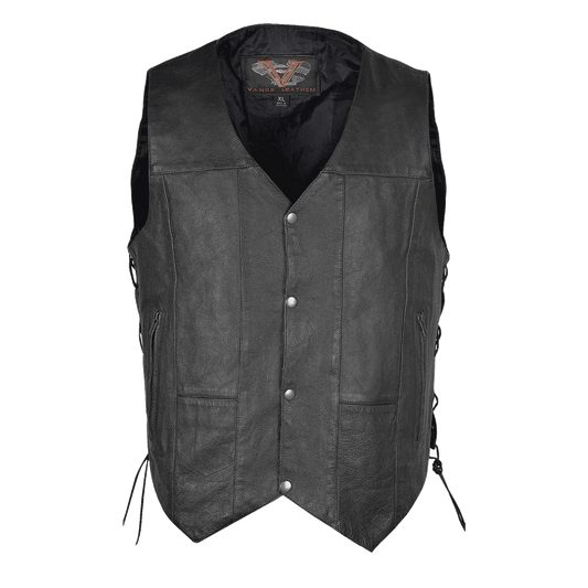 VL915S Vance Leather Men's Ten Pocket Vest of Basic Leather