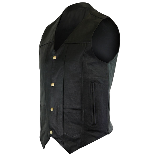 VL917 Vance Leather Men's Concealment Leather Plain Side Vest