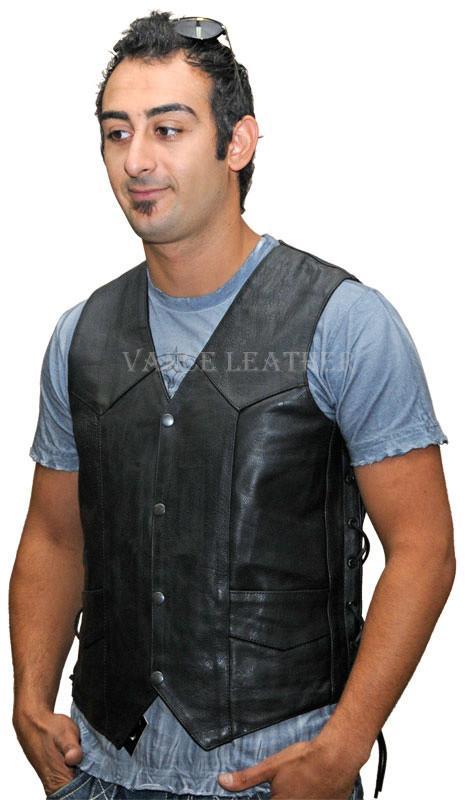 VL922 S Vance Leather Men's Economy Leather Lace Side Vest W/ Gun Pocket - Daytona Bikers Wear