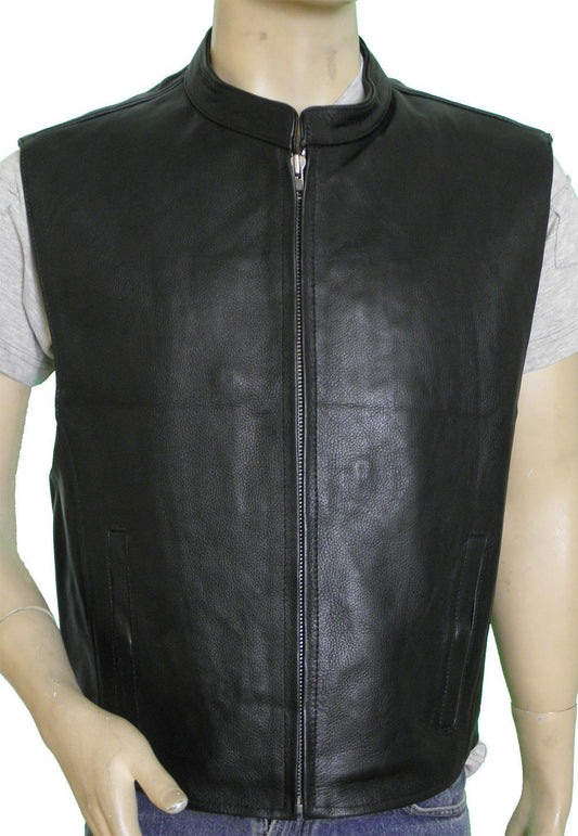 VL930 Vance Leather Men's Premium Cowhide Leather Zip Front Vest - Daytona Bikers Wear