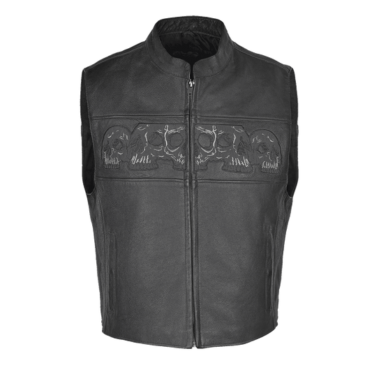 VL935 Vance Leather Men's Reflective Skull Vest
