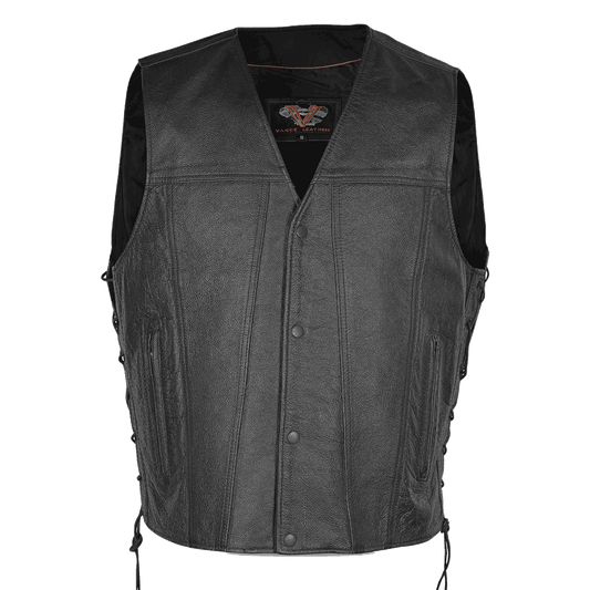 VL940C Vance Leather Gambler Style Premium Cowhide Leather Vest