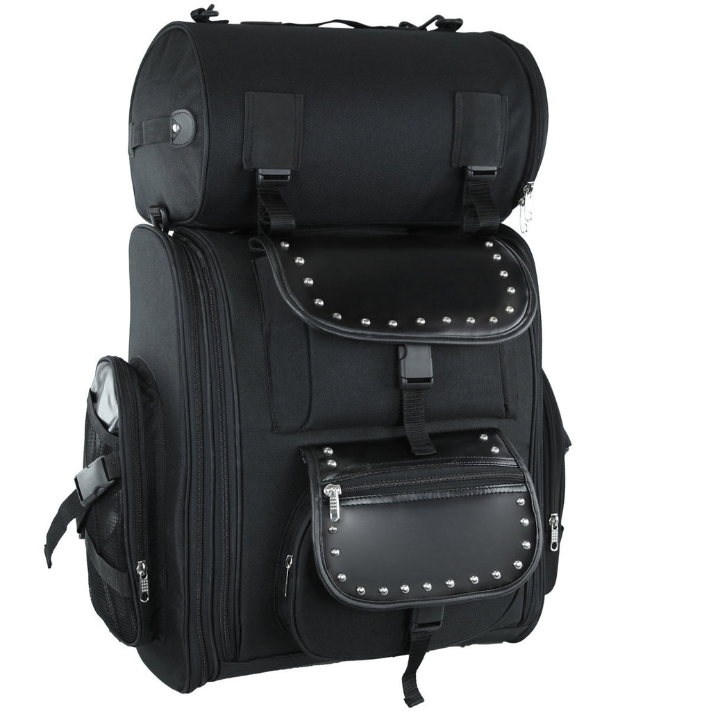 VS1351/52 Large Heavy Duty Sissy Bar Bag available in Plain or Studded - Daytona Bikers Wear