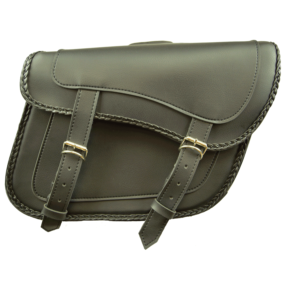 VS205 Slanted Black Concealed Carry Braided Saddlebags with and without Studs