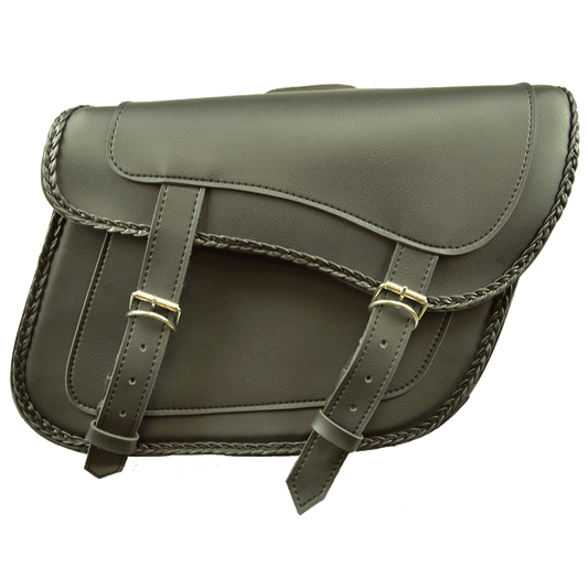 VS205 Slanted Black Concealed Carry Braided Saddlebags with and without Studs