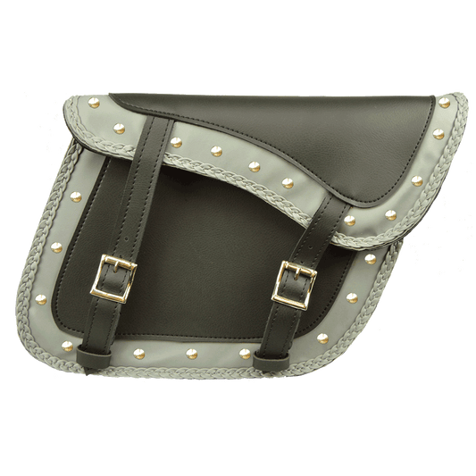 VS205GB Slanted Black and Grey Concealed Carry Braided Saddlebags with and without Studs
