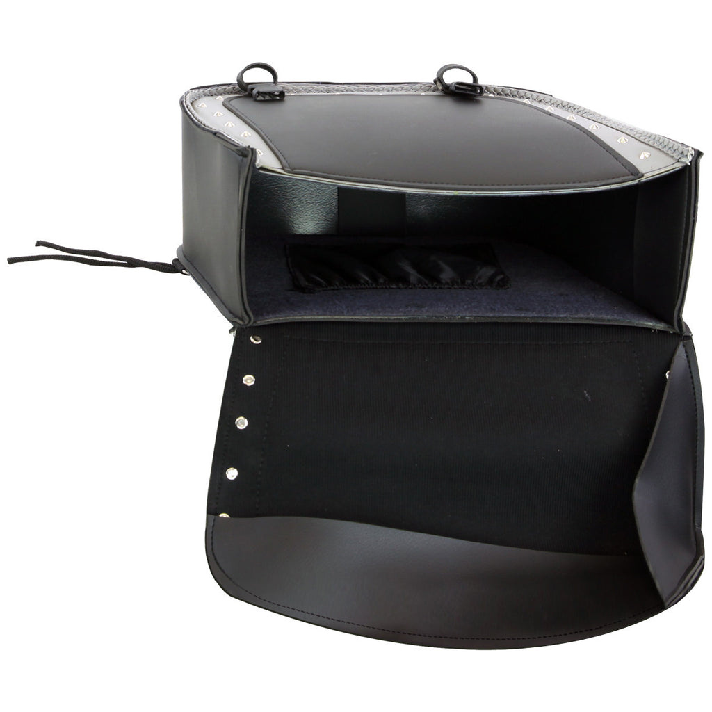 VS205 Slanted Black Concealed Carry Braided Saddlebags with and without Studs - Daytona Bikers Wear