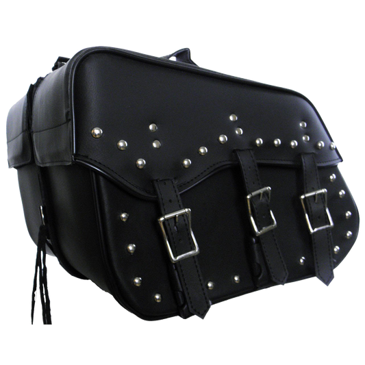 VS213 Vance Leather Medium 3 Strap Studded Saddle Bag