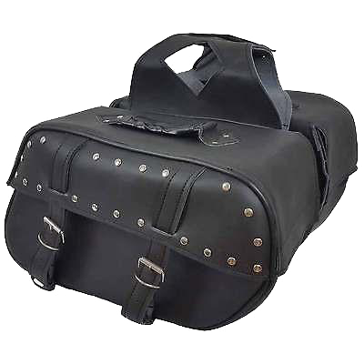 VS222S Vance Leather Medium 2 Strap Saddle Bag with Studs