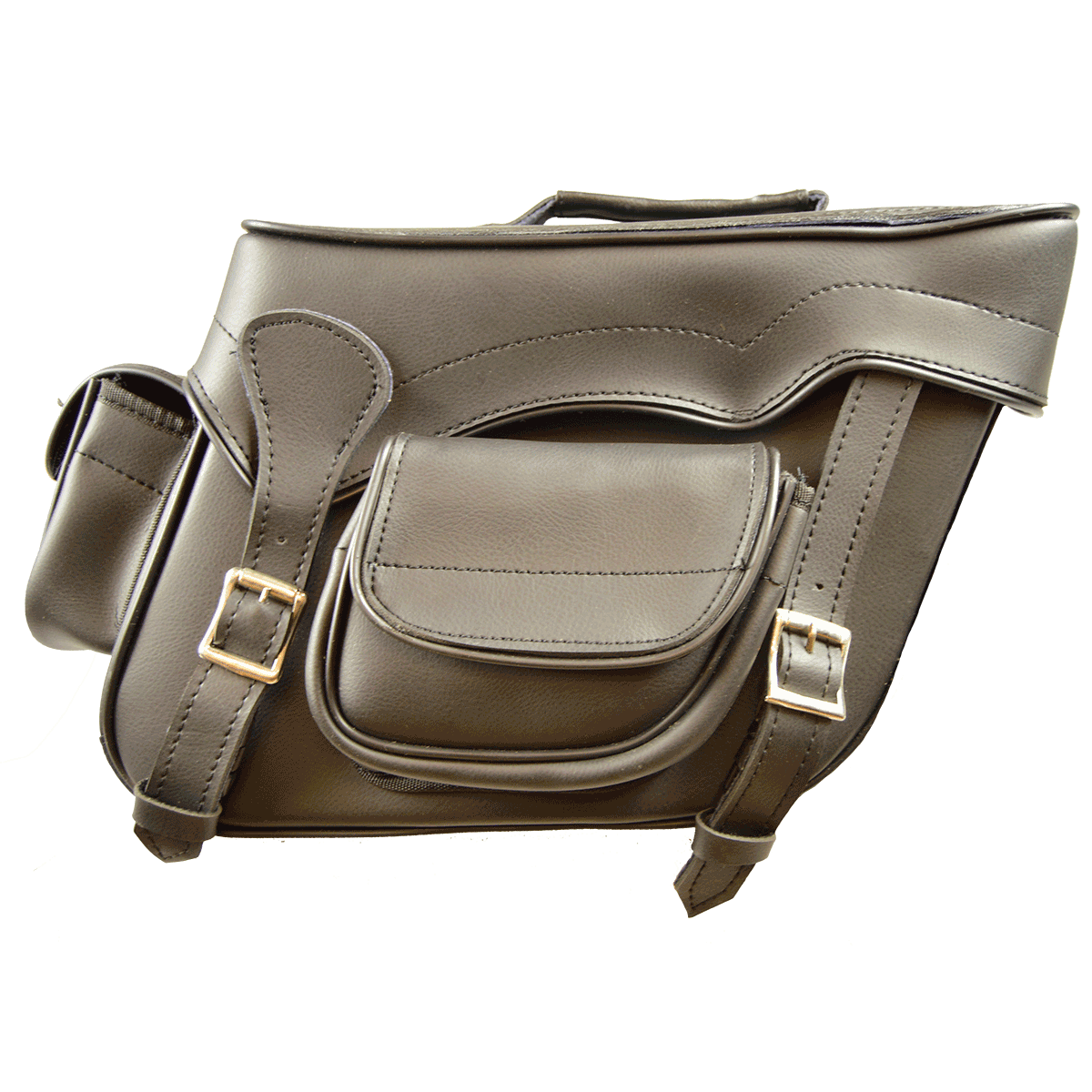 VS231 Black Slant saddle Bag with 2 Outside Pockets 13X10X6