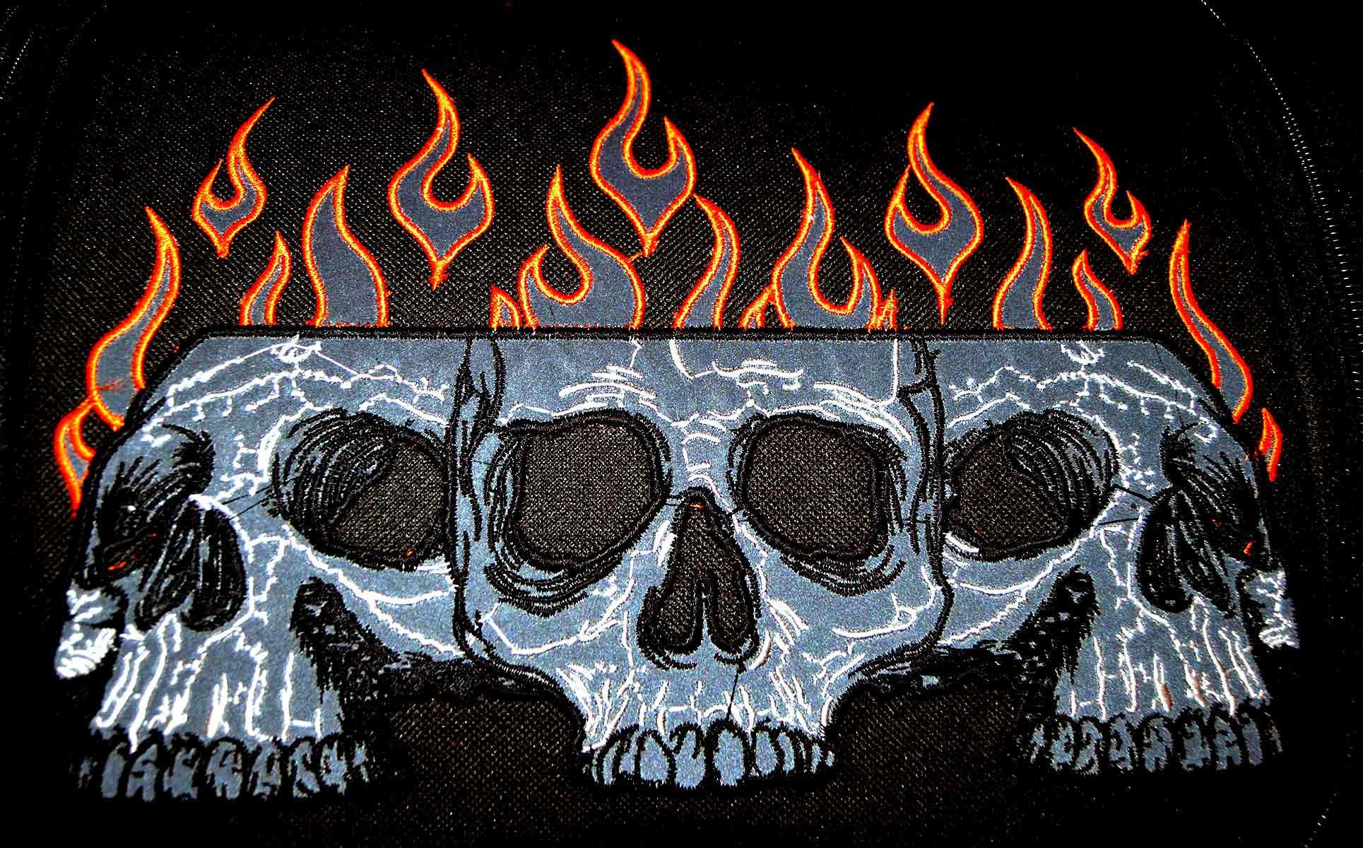 VS364 Vance Textile Trunk Bag w/Expandable Sides & Reflective Skull w/Colored Flame Embroidery - Daytona Bikers Wear