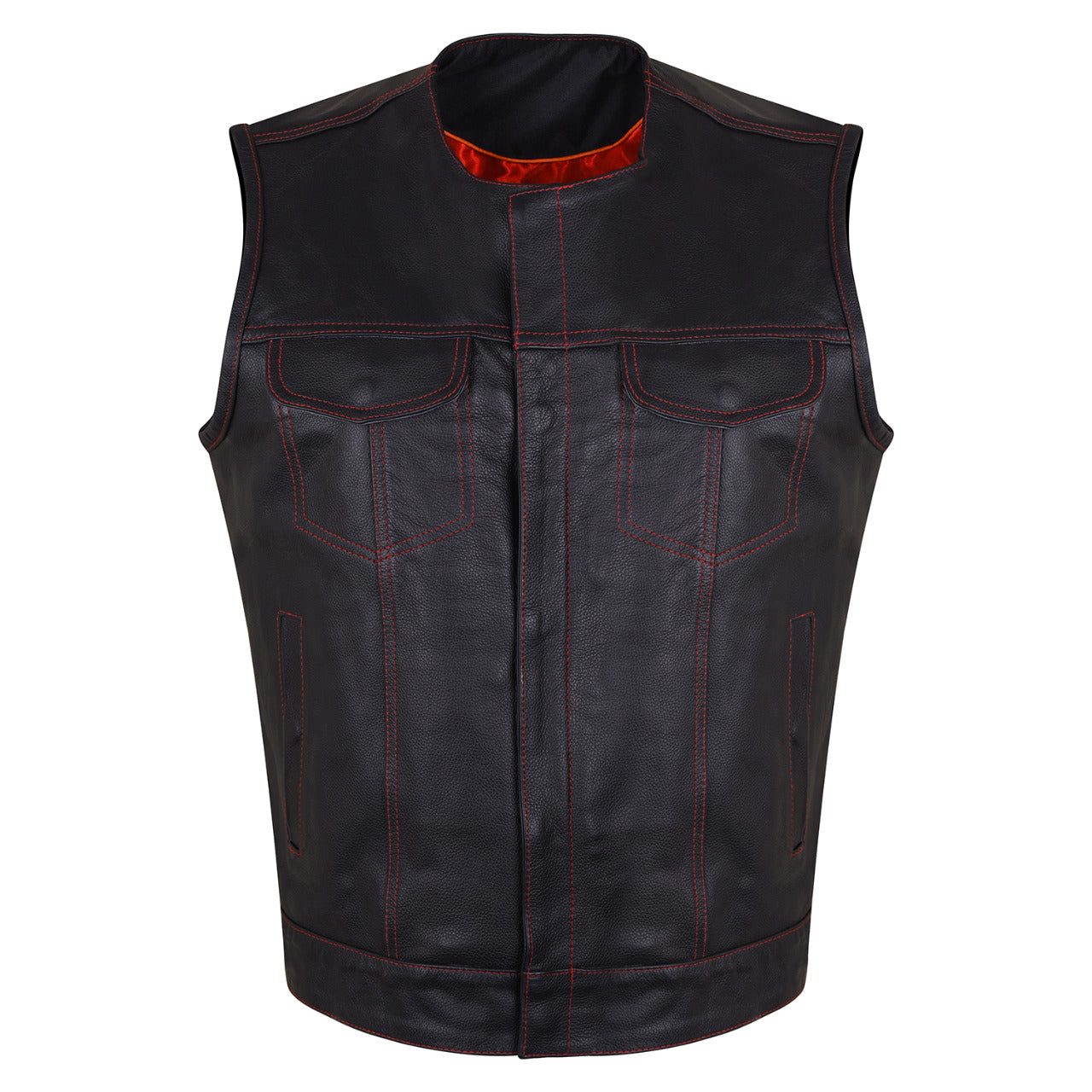 HMM919R Men's Leather Club Vest Quick Access Gun Pocket with Red Liner