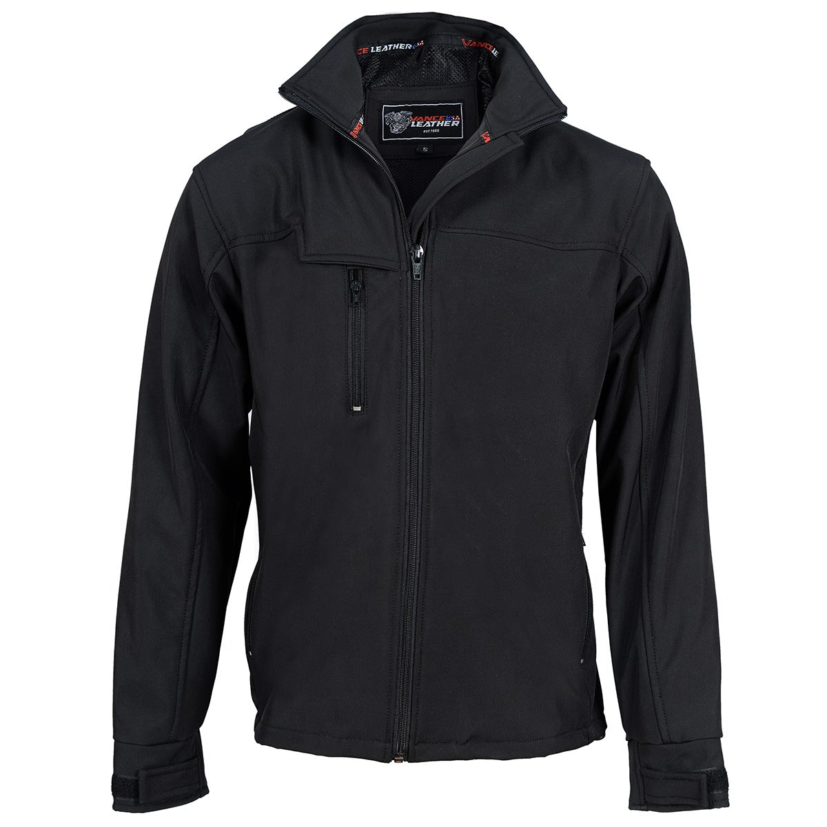 VL1500 Black Waterproof Lightweight Zipper Front Soft Shell Jacket